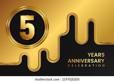 5 Year Anniversary celebration template design. Golden Anniversary, vector illustration.