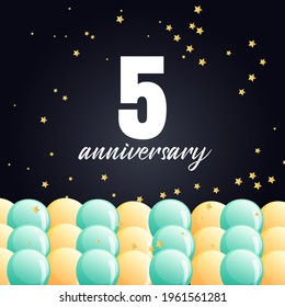 5 year anniversary celebration, vector design for celebrations, invitation cards and greeting cards