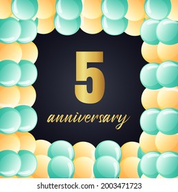 5 year anniversary celebration, vector design for celebrations, invitation cards and greeting cards