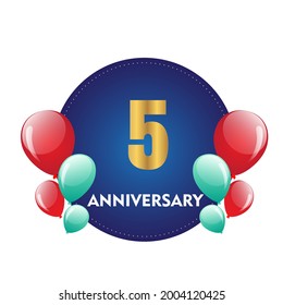 5 year anniversary celebration, vector design for celebrations, invitation cards and greeting cards