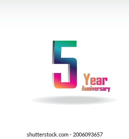Ilustración de diseño de plantillas vectoriales de celebración de 5 años