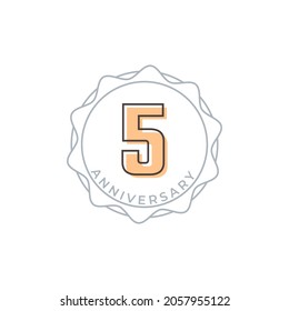 5 Year Anniversary Celebration Vector Badge. Happy Anniversary Greeting Celebrates Template Design Illustration