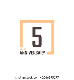 5 Year Anniversary Celebration Vector with Square Shape. Happy Anniversary Greeting Celebrates Template Design Illustration