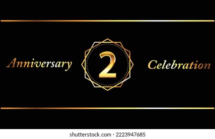 5 Aniversario de la celebración del Diseño Vector con forma hexagonal de oro. Celebración del 2° aniversario. Banner Gold Luxury de la celebración del 2ndh Aniversario.