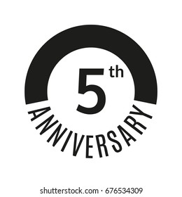 5 year anniversary icon. 5th celebration template for banner, invitation, birthday. Vector illustration.