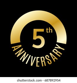 5 year anniversary icon. 5th celebration template for banner, invitation, birthday. Vector illustration.