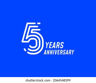 5 year anniversary logo design. Simple line number for celebration. Minimalist digital stripe