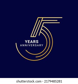 5 Year Anniversary Logo, Golden Color, Vector Template Design element for birthday, invitation, wedding, jubilee and greeting card illustration.