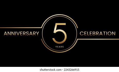 5 year anniversary. Anniversary template design with golden ring. Logo Vector Illustration