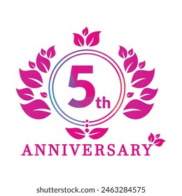 5 year anniversary vector banner template. 5 years Anniversary logo, luxurious 5th Anniversary design celebration.