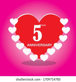 5 year anniversary, vector design with love for celebrations, invitation cards and greeting cards