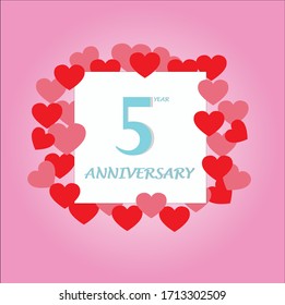 5 year anniversary, vector design with love for celebrations, invitation cards and greeting cards