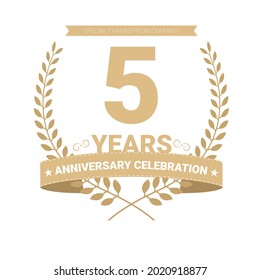 5 year anniversary vector icon, logo. Graphic design element with number and text composition for 5th anniversary