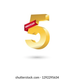 5 Year Anniversary Vector Template Design Illustration