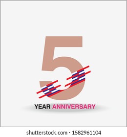 5 Year Anniversary Vector Template Design Illustration