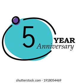 5 Year Anniversary Vector Template Design Illustration Blue Circle White Background