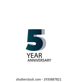 5 Year Anniversary Vector Template Design Illustration Blue Elegant White Background