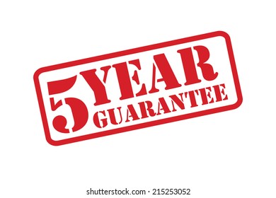 5 YEAR GUARANTEE Rubber Stamp vector over a white background.