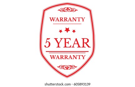 5 year red warranty icon vector
