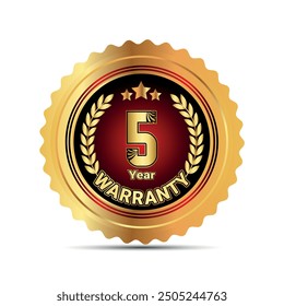 5 year warranty badge for packaging sticker and warranty seal stamp, warranty sticker