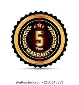 5 year warranty badge for packaging sticker and warranty seal stamp, warranty sticker