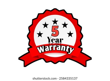 5 year warranty badge, 5 year warranty sticker warranty badge 