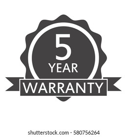 5 year warranty icon on white background