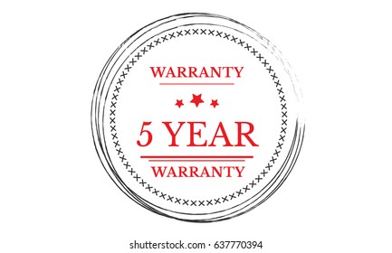 5 year warranty icon vector vintage grunge guarantee background