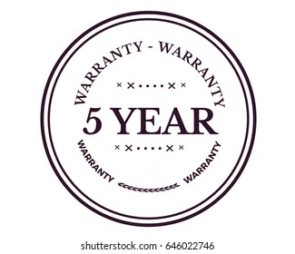 5 year warranty icon vector vintage grunge guarantee background