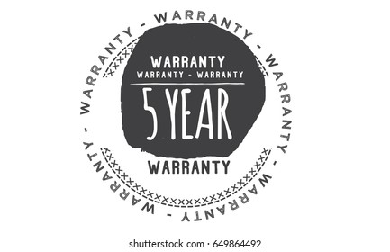 5 year warranty icon vector vintage grunge guarantee background