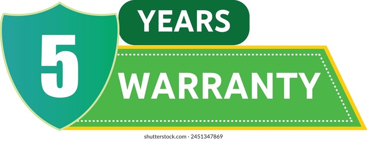 5 year warranty, warranty seal stamp, warranty colorful badge, five year cover symbol