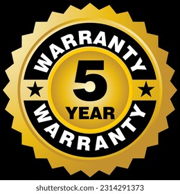 5 Year Warranty, symbols and sticker vector