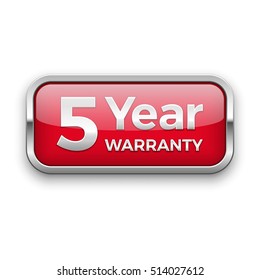 5 year warranty vector badge, silver