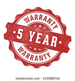 5 year warranty vector label/stamp