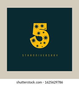 5 years, 5th anniversary logo bold rounded letters celebration element vector