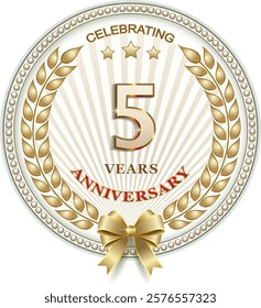 5 years anniversary, background, icon, birthday card. Vector illustration