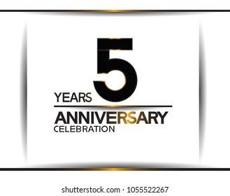 5 years anniversary black color simple design isolated on white background for celebration