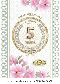 5 years Anniversary card with flowers