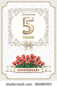 5 years Anniversary card with roses