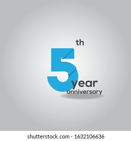 5 Years Anniversary Celebration Blue and White Vector Template Design Illustration