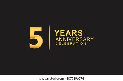 5 years anniversary celebration design with golden color isolated on black background for celebration event