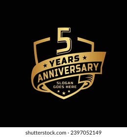 5 years anniversary celebration design template. 5th anniversary logo. Vector and illustration.