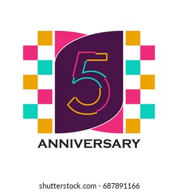 5 years anniversary celebration design on white background.