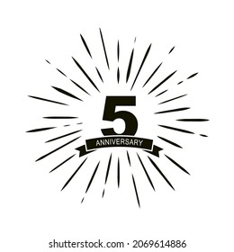
5 Years Anniversary Celebration with Firework Logo Design Vector Template On white Background.
