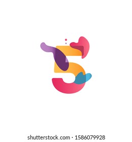 5 Years Anniversary Celebration flux Vector Template Design Illustration