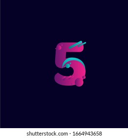 5 Years Anniversary Celebration Gradient Purple Number Vector Template Design Illustration