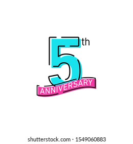 5 Years Anniversary Celebration Icon Vector Logo Design Template