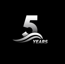 5 Years Anniversary Celebration Logo Design. Black And White Color