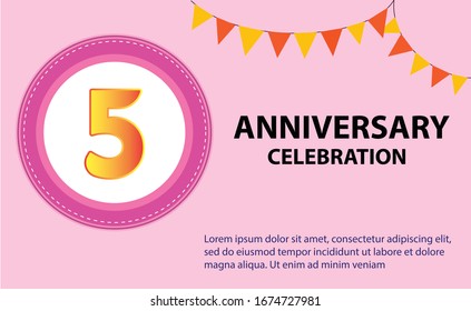 5 years anniversary celebration logo vector template design