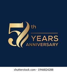 5 Years Anniversary Celebration. Anniversary logo and elegance golden color isolated on black background, vector design